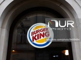 Burger King logo is seen at the restaurant in Krakow, Poland on January 23, 2023. (