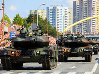 Leopard 2 tanks are seen diring the military parade on Polish Armed Forces Day in Katowice, Poland on 15th August, 2019. Over 2,600 soldiers...