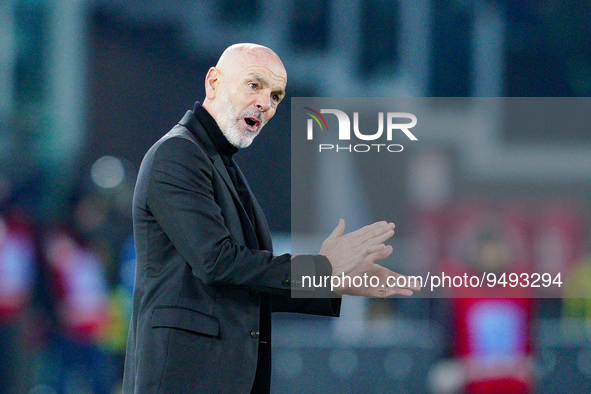 Stefano Pioli of AC Milan gestures during the Serie A match between SS Lazio and AC Milan at Stadio Olimpico, Rome, Italy on 24 January 2023...