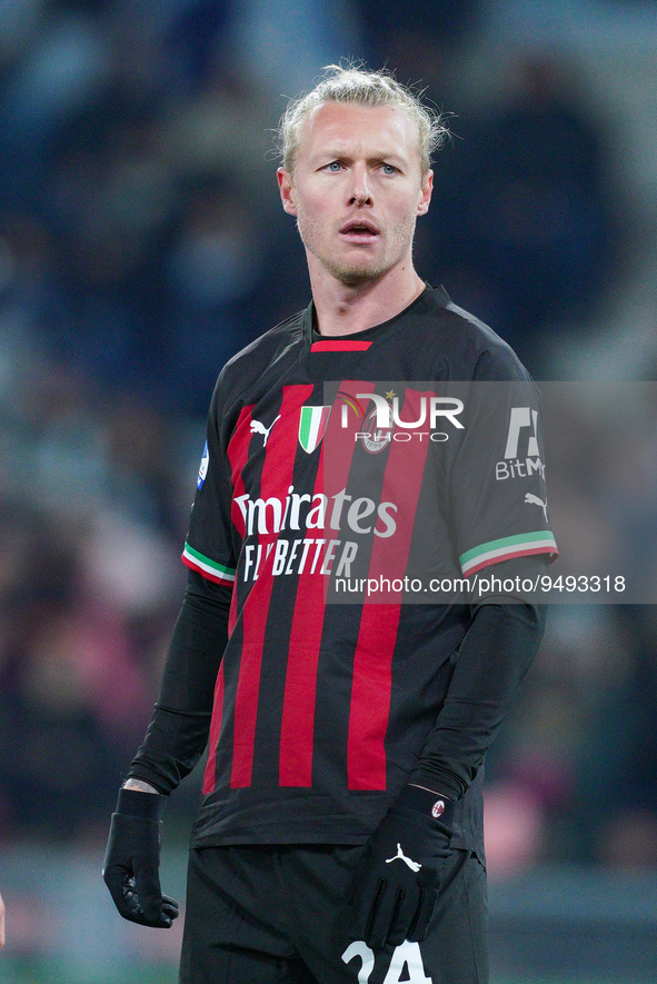 Simon Kjaer of AC Milan looks on during the Serie A match between SS Lazio and AC Milan at Stadio Olimpico, Rome, Italy on 24 January 2023....