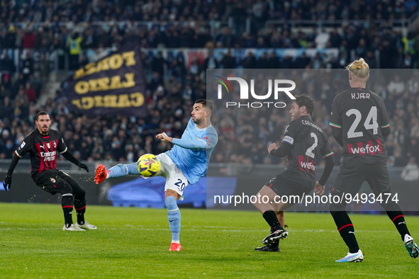 Mattia Zaccagni of SS Lazio during the Serie A match between SS Lazio and AC Milan at Stadio Olimpico, Rome, Italy on 24 January 2023.  