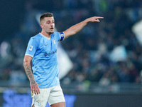 Sergej Milinkovic-Savic of SS Lazio gestures during the Serie A match between SS Lazio and AC Milan at Stadio Olimpico, Rome, Italy on 24 Ja...