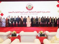Members of Council of Arab Ministers of Social Affairs pose for photos at the 42nd meeting of the Council of Arab Ministers of Social Affair...