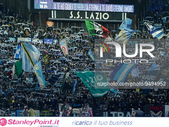 Supporters of SS Lazio during the Serie A match between SS Lazio and AC Milan at Stadio Olimpico, Rome, Italy on 24 January 2023.  (