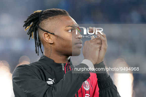 Rafael Leao of AC Milan gestures during the Serie A match between SS Lazio and AC Milan at Stadio Olimpico, Rome, Italy on 24 January 2023....
