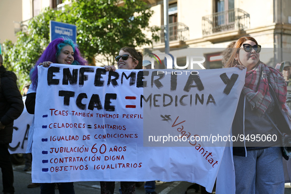Demonstration of teachers and doctors on the occasion of the health and education strike, in Barcelona on 25th January 2023. 
