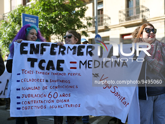 Demonstration of teachers and doctors on the occasion of the health and education strike, in Barcelona on 25th January 2023. (
