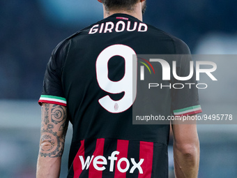 Olivier Giroud of AC Milan during the Serie A match between SS Lazio and AC Milan at Stadio Olimpico, Rome, Italy on 24 January 2023.  (