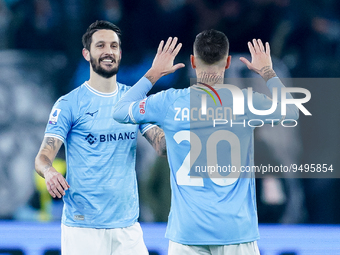 Luis Alberto of SS Lazio celebrates after scoring third goal during the Serie A match between SS Lazio and AC Milan at Stadio Olimpico, Rome...
