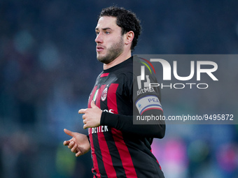 Davide Calabria of AC Milan during the Serie A match between SS Lazio and AC Milan at Stadio Olimpico, Rome, Italy on 24 January 2023.  (