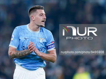 Sergej Milinkovic-Savic of SS Lazio reacts during the Serie A match between SS Lazio and AC Milan at Stadio Olimpico, Rome, Italy on 24 Janu...