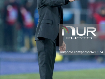 Stefano Pioli of AC Milan gestures during the Serie A match between SS Lazio and AC Milan at Stadio Olimpico, Rome, Italy on 24 January 2023...