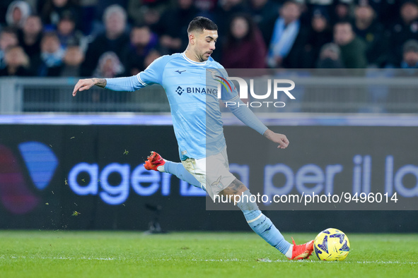 Mattia Zaccagni of SS Lazio during the Serie A match between SS Lazio and AC Milan at Stadio Olimpico, Rome, Italy on 24 January 2023.  