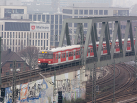 

A German regional train (Deutsche Bahn) is approaching the Deutz station in Cologne, Germany on January 25, 2023, as the state government...