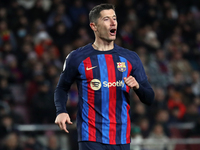 Robert Lewandowski during the match between FC Barcelona and Real Sociedad, corresponding to the 1/4 final of the King Cup, played at the Sp...