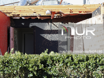 Homes off of Yellowstone Dr in Pasadena, Texas were devastated by the powerful tornado as seen on January 25, 2023.  (