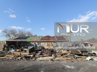 Homes off of Crenshaw Road in Pasadena, Texas were devastated by the powerful tornado as seen on January 25, 2023.  (