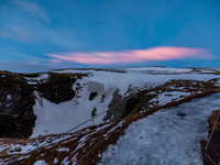 Polar stratospheric clouds, also known as nacreous clouds or mother-of-pearl clouds, were seen in the Fjaðrárgljúfur canyon in Iceland on Ja...