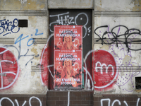 Posters are seen alongside graffiti in the Praga district for a Patrycja Markowska concert in Warsaw, Poland on 26 January, 2022. More than...