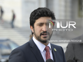 Congressman Gregorio Casar(D-TX) speaks about Title 42 and Border Policies during a press conference today on January 26, 2022 at Senate Swa...