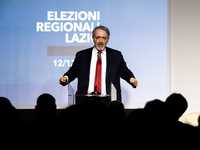 Francesco Rocca candidate for the centre-right as governor of Lazio, in Rieti in Italy on 26 January 2023 during a speech by the centre-righ...