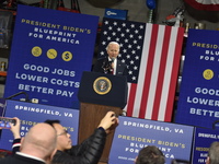 President of the United States Joe Biden delivers remarks in Springfield on the economy. U.S. President Joe Biden commented on Republicans a...