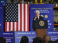 President of the United States Joe Biden delivers remarks in Springfield on the economy. U.S. President Joe Biden commented on Republicans a...