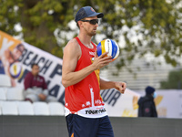 Robert Meeuwsen of Netherlands action during the men's Volleyball World Beach Pro Tour Finals at Aspire Zone in Doha,Qatar on 26 January 202...