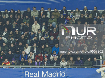 Real Madrid supporters during the Copa del Rey match between Real Madrid and Atletico de Madrid at Estadio Santiago Bernabeu in Madrid, Spai...