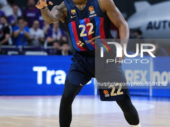 Cory Higgins of FC Barcelona during the 2022/2023 Turkish Airlines EuroLeague match between Real Madrid and FC Barcelona at Wizink Center on...