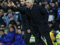 Carlo Ancelotti of Real Madrid during the Copa del Rey match between Real Madrid and Atletico de Madrid at Estadio Santiago Bernabeu in Madr...