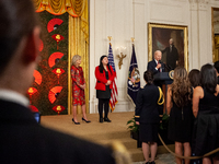 President Joe Biden speaks at a reception celebrating the Lunar New Year at the White House.  The event celebrated the holiday important in...