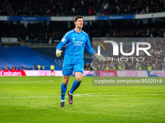 Thibaut Courtois (Real Madrid) celebrate during the football match between
Real Madrid and Atletico Madrid called El Derby valid for the qua...