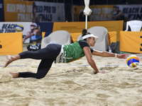 Mariafe Artacho Del Solar of Australia action during the women's Volleyball World Beach Pro Tour Finals against Anastasija Samoilova and Tin...