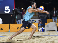  Paolo Nicolai of Italy action during the men's Volleyball World Beach Pro Tour Finals against Alexander Brouwer and Robert Meeuwsen of Neth...