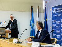 Dr. Hans Henri P. Kluge speaks during the event, Nicosia, Cyprus, on Jan. 27, 2023. The Signing of an Agreement between the Ministry of Heal...