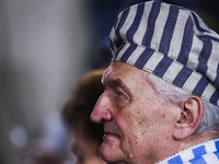 Holocaust survivor Jacek Nadolny attends a ceremony during 78th Anniversary Of Auschwitz - Birkenau Liberation and Holocaust Remembrance Day...