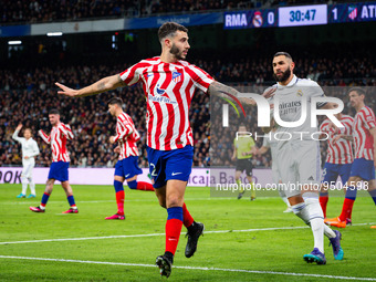 Mario Hermoso (Atletico Madrid) in action during the football match between
Real Madrid and Atletico Madrid called El Derby valid for the qu...