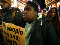 People demonstrate in Times Square as the beating video of Tyre Nichols is released on January 27, 2023 in New York City. An official invest...