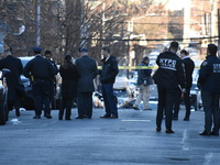 Multiple shooting in the East Tremont section on February 10, 2023 in Bronx, New York, United States. Multiple police vehicles responded to...