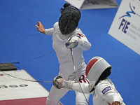 Man Wai Vivian Kong, from Hong Kong, and current Asian champion, and Josephine Jacques, from France, during the 46th edition of the City of...