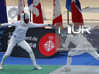 Martyna Swatowska, from Poland, and Roberta Marzani, from Italy, during the 46th edition of the City of Barcelona International Fencing Trop...
