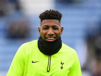 Emerson Royal of Tottenham Hotspur warms up ahead of kick-off during the Premier League match between Leicester City and Tottenham Hotspur a...