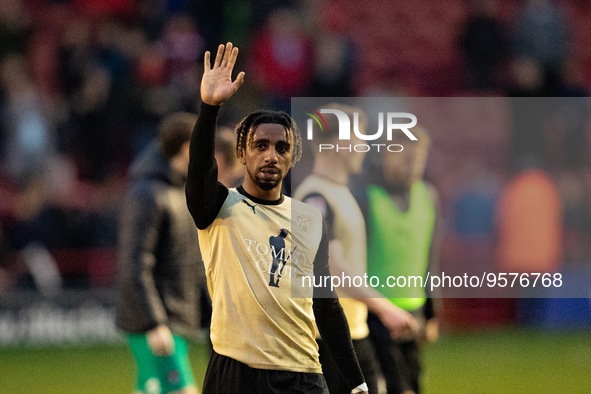 Jayden Sweeney of Leyton waves the fans during the Sky Bet League 2 match between Walsall and Leyton Orient at the Banks's Stadium, Walsall...