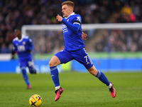 Harvey Barnes of Leicester City in action during the Premier League match between Leicester City and Tottenham Hotspur at the King Power Sta...