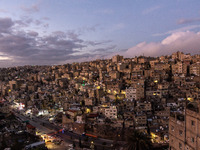 An evening panorama of Amman, capital of Jordan on January 12, 2023. (