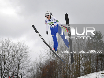 Nika Prevc jumps during the Women's Normal Hill Individual competition during the 24rd World Cup Competition Viessmann FIS Ski Jumping World...