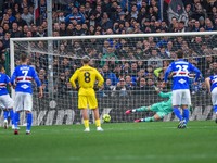 Abdelhamid Sabiri (Sampdoria) penalty goal 1 .- 1 during the italian soccer Serie A match UC Sampdoria vs Bologna FC on February 18, 2023 at...