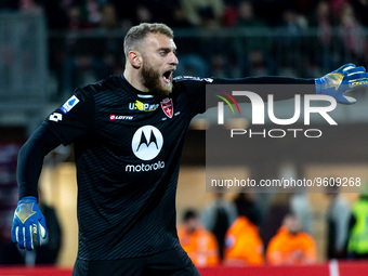 Michele Di Gregorio of AC Monza in action during the Serie A football match between AC Monza and AC Milan at U-Power Stadium in Monza, Italy...