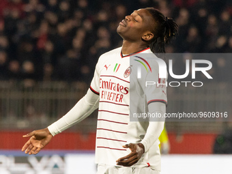 Rafael Leao of AC Milan in action during the Serie A football match between AC Monza and AC Milan at U-Power Stadium in Monza, Italy, on Feb...